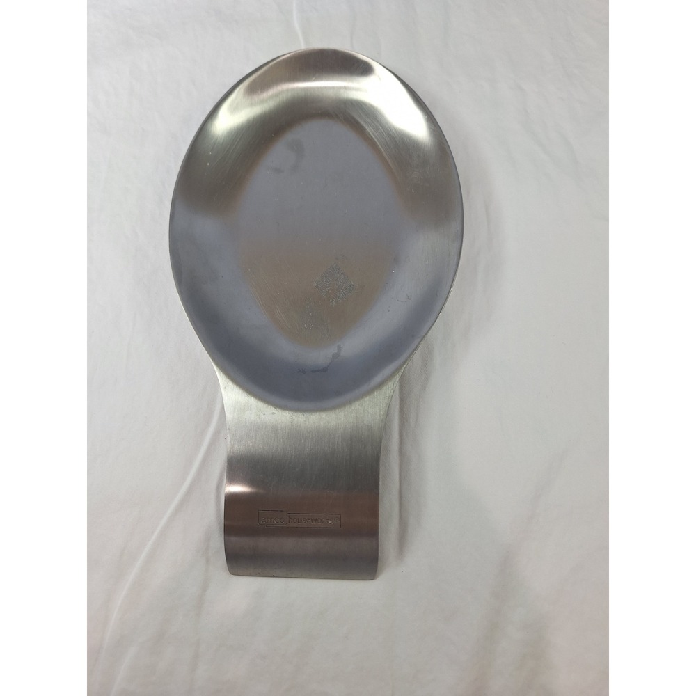 Amco Houseworks Stainless Steel Spoon Rest Brushed Metal Kitchen Utensil Holder